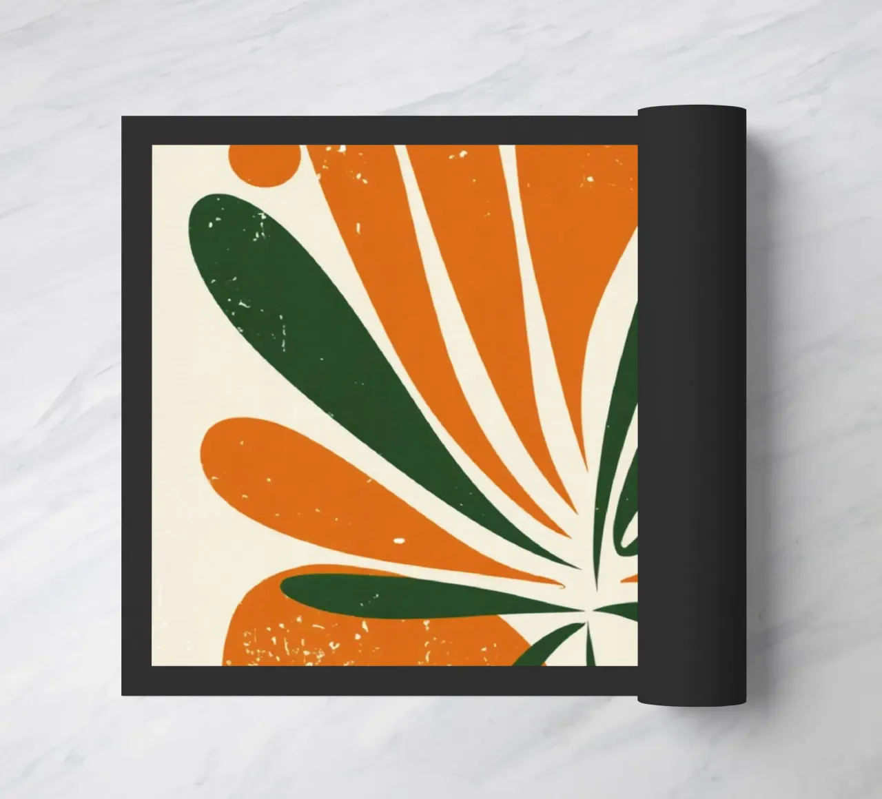 Orange Green Twig Silhouette on Soft Abstract Shape Layers doormat by Modern Muse