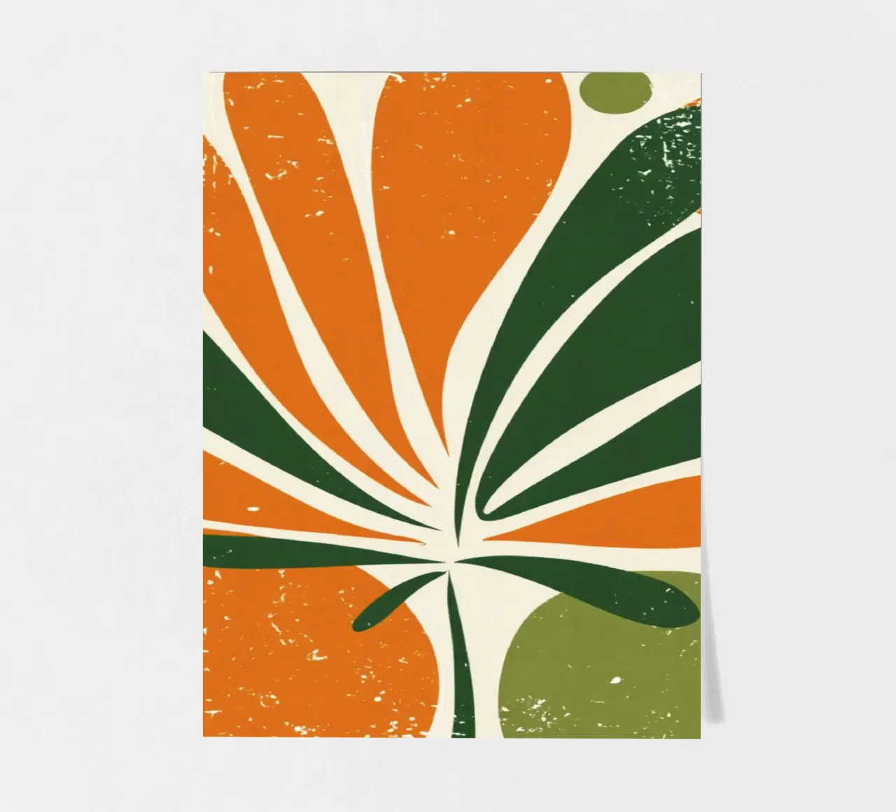 Orange Green Twig Silhouette on Soft Abstract Shape Layers sticker sheet by Modern Muse