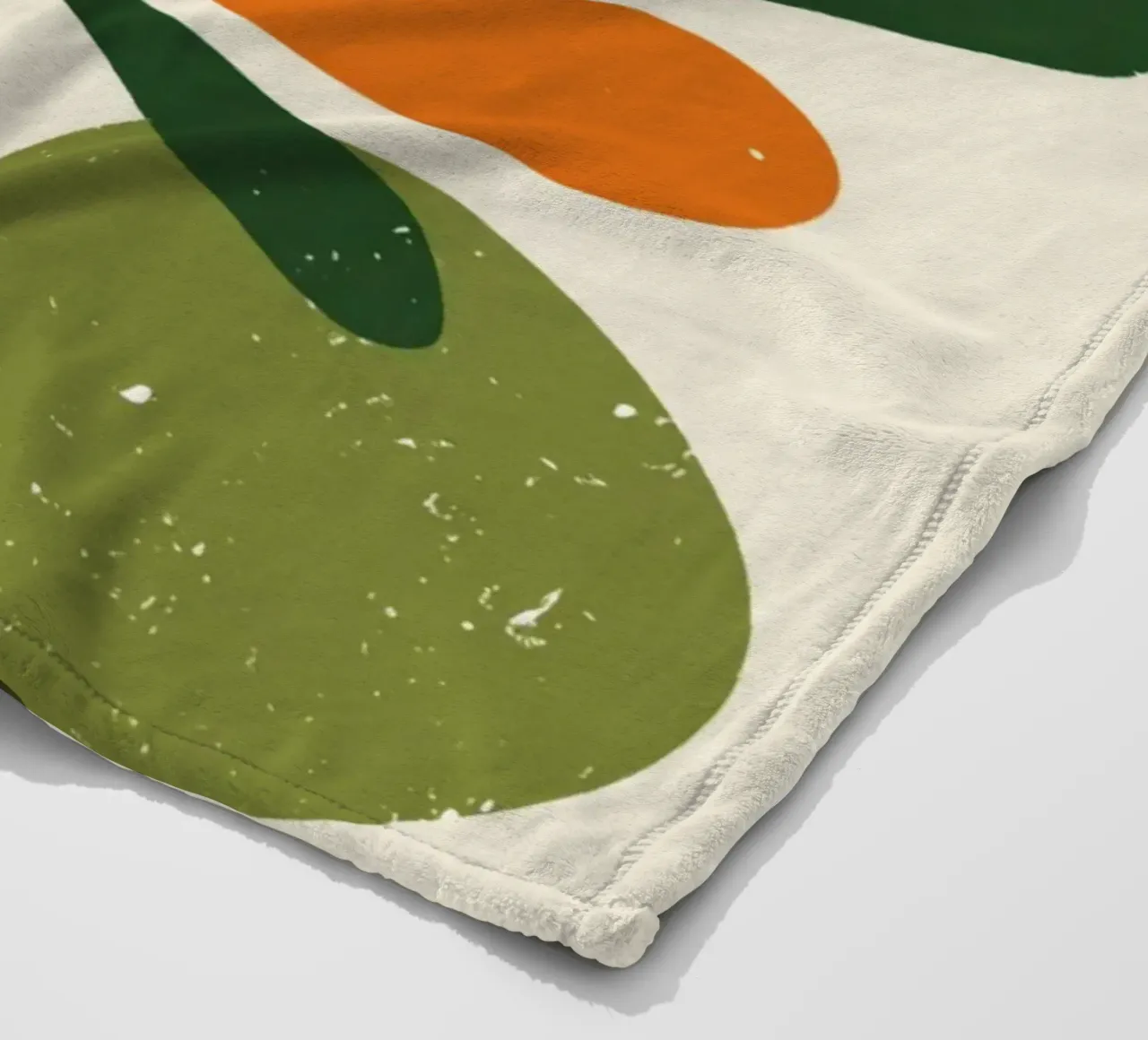 Orange Green Twig Silhouette on Soft Abstract Shape Layers fleece blanket by Modern Muse