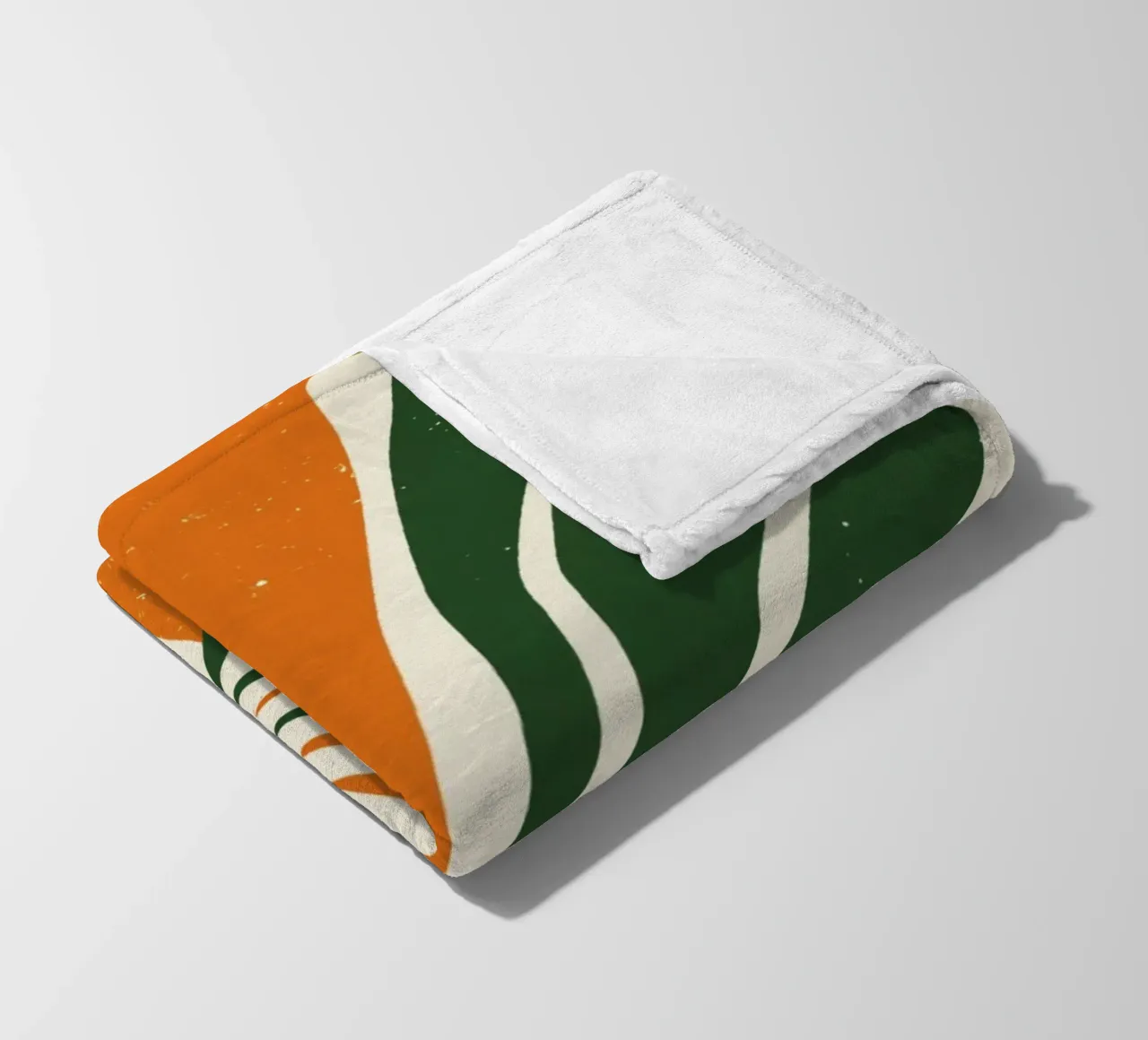 Orange Green Twig Silhouette on Soft Abstract Shape Layers fleece blanket by Modern Muse