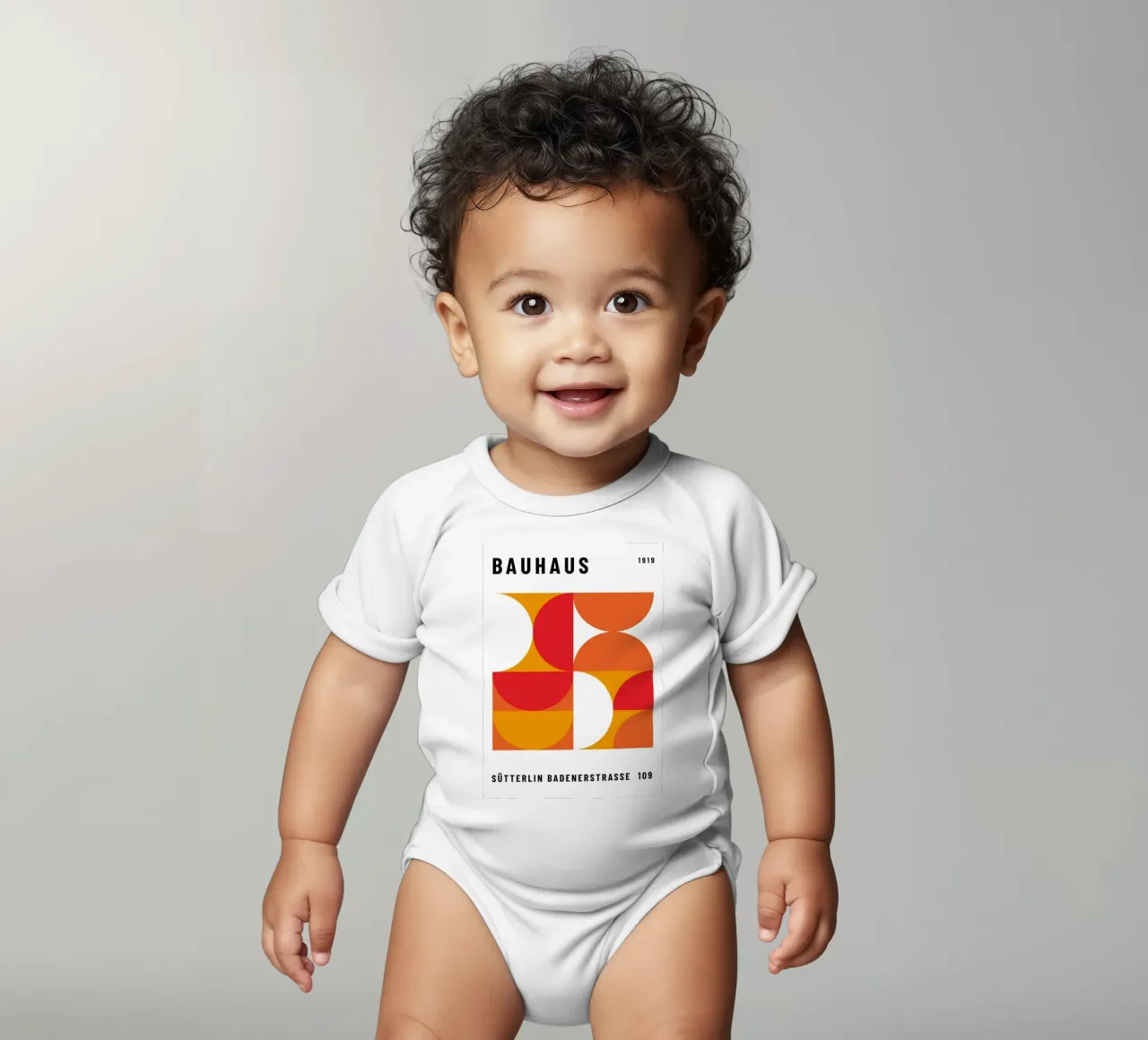 Bauhaus Geometrische Print | Levendig Abstract Ontwerp babyrompertje korte mouwen van NorwesClub