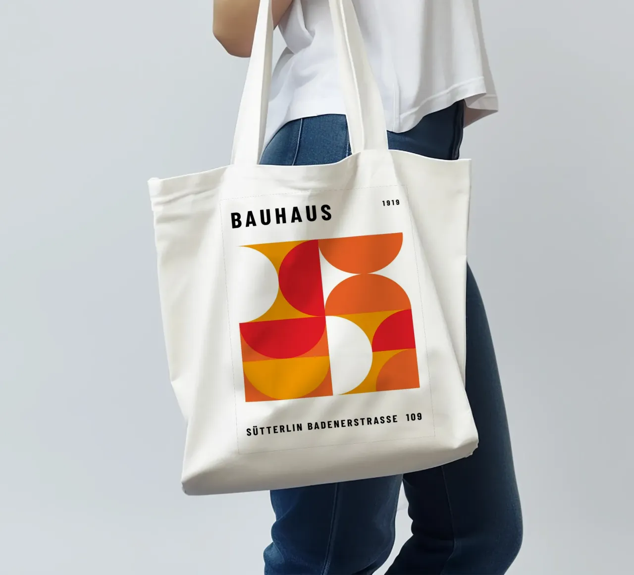Bauhaus Geometric Print | Vibrant Abstract Design tote bag by NorwesClub