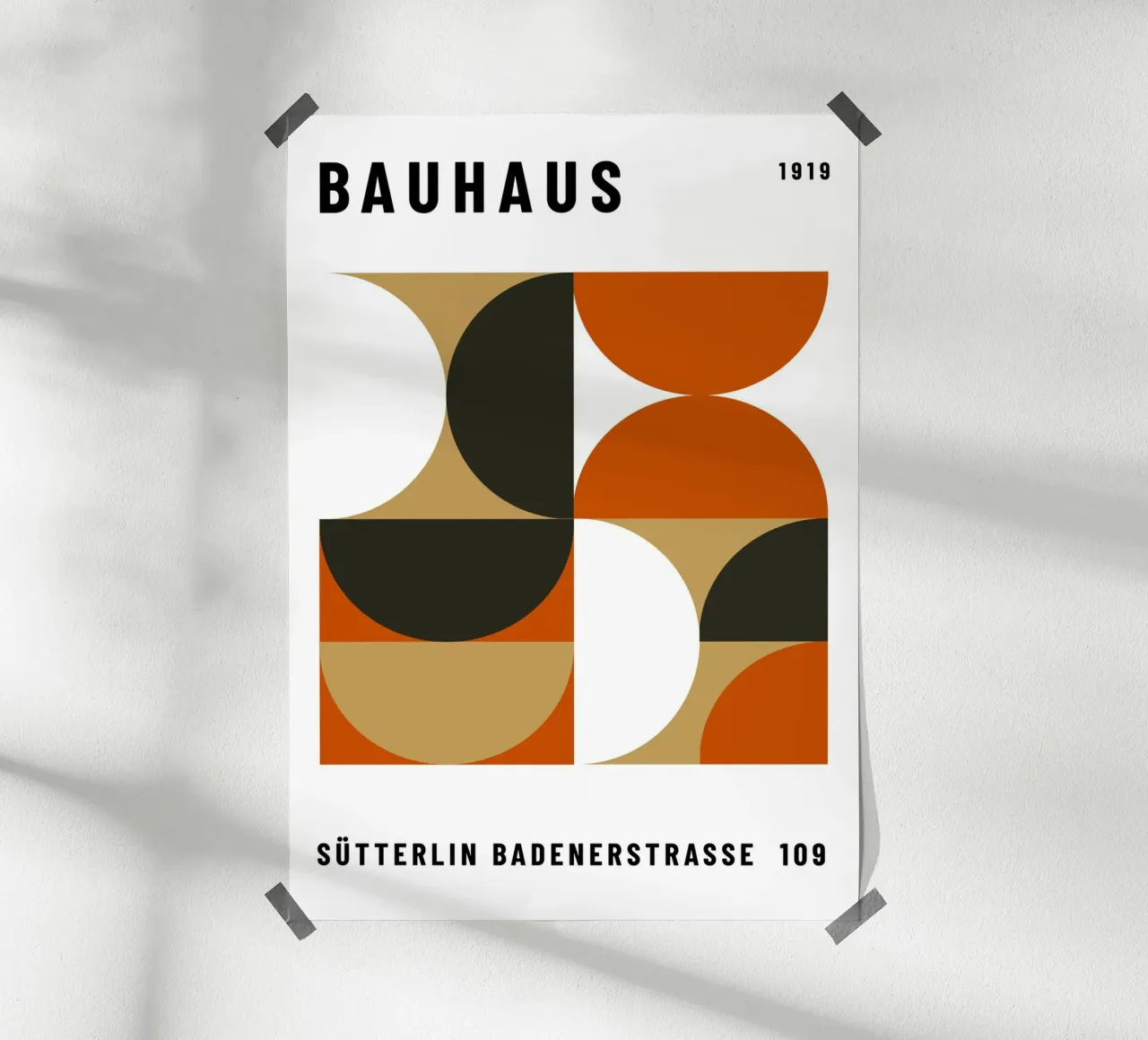 Bauhaus Geometrisches Muster | Abstraktes Design Druck Poster mit Aluminium Rahmen von NorwesClub