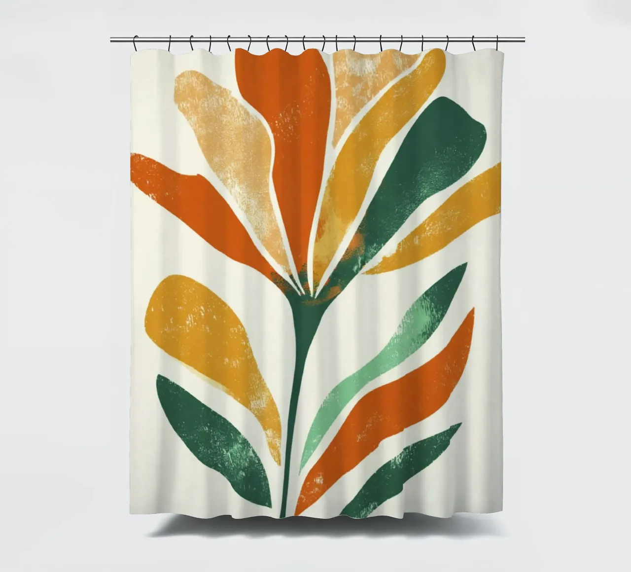 Abstracte bloemvorm in gelaagd aards kleurenpalet douchegordijn van Modern Muse