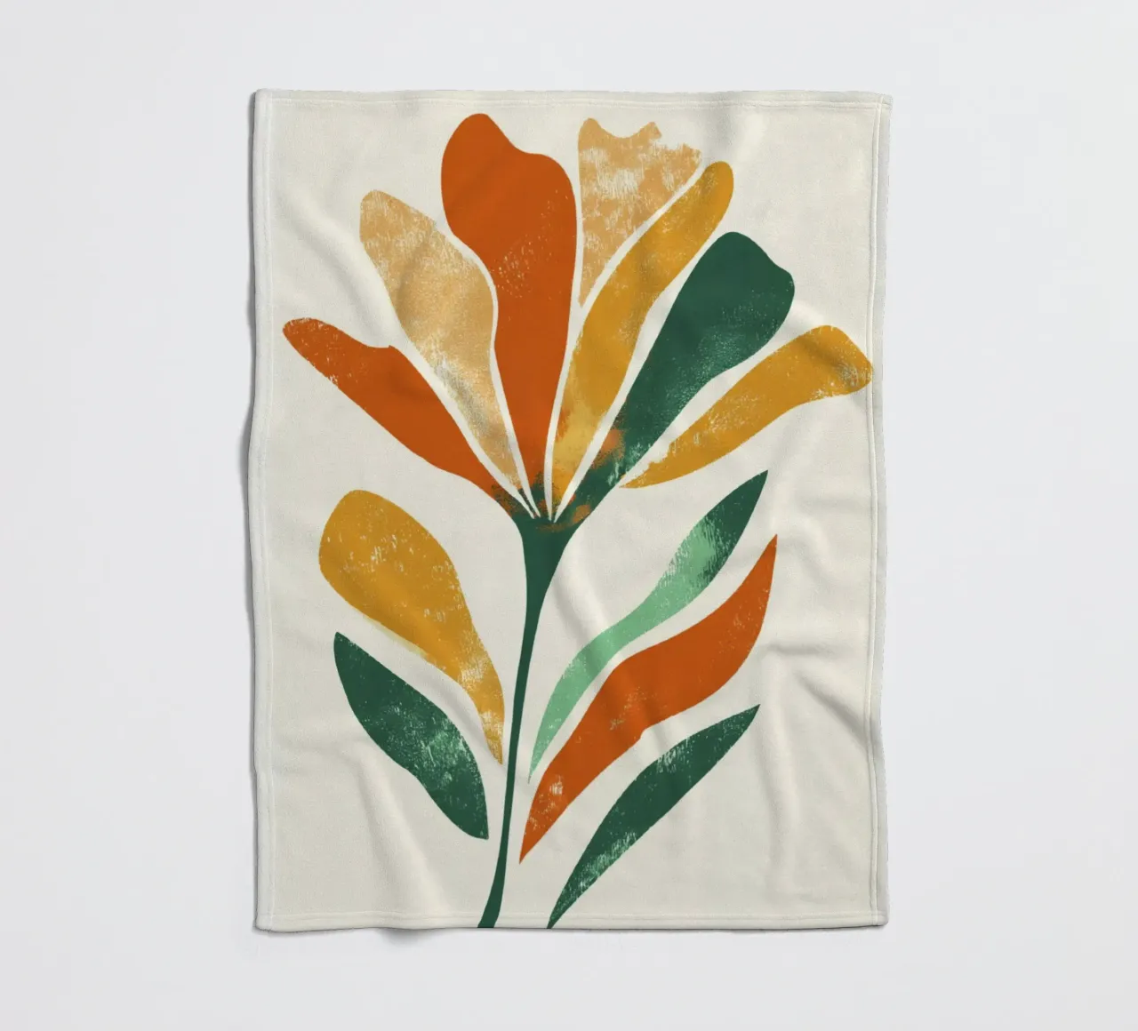 Abstracte bloemvorm in gelaagd aards kleurenpalet fleecedeken van Modern Muse