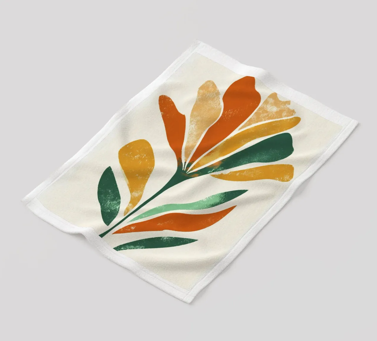 Abstracte bloemvorm in gelaagd aards kleurenpalet fleecedeken van Modern Muse