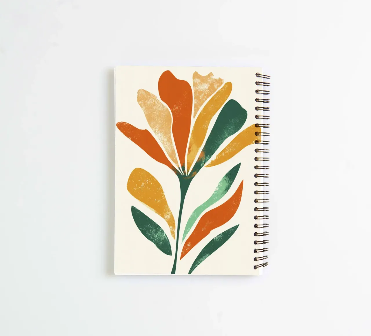 Abstract Floral Shape in Layered Earthy Color Palette spiral notebook by Modern Muse