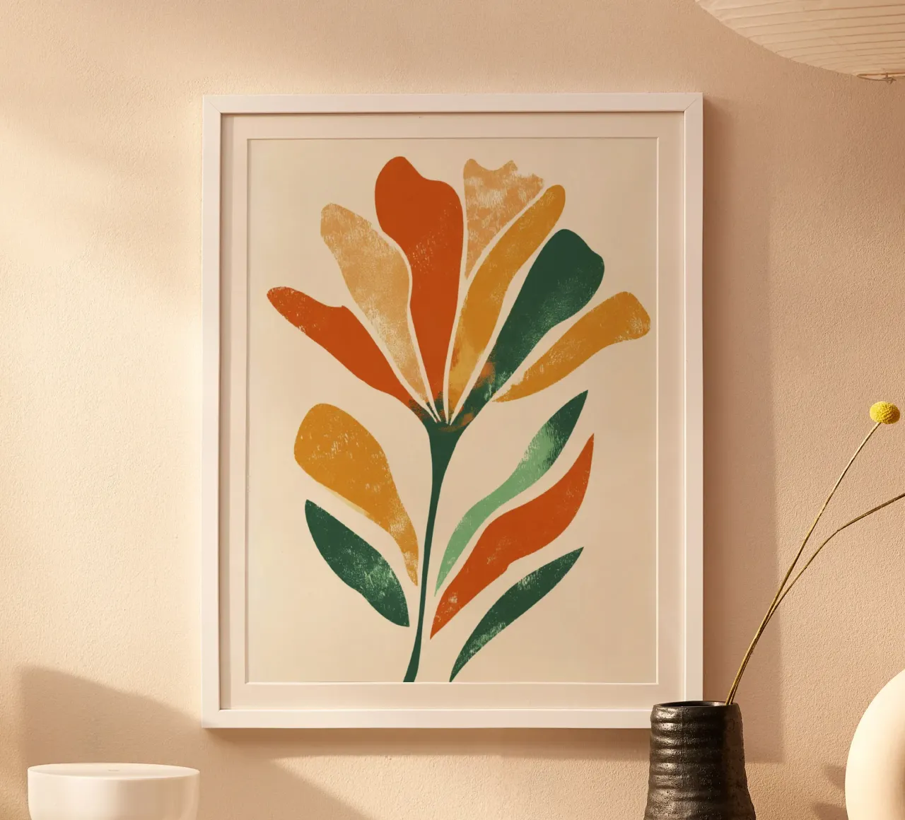 Forma floreale astratta in una tavolozza di colori terrosi stratificati carta hahnemühle da Modern Muse