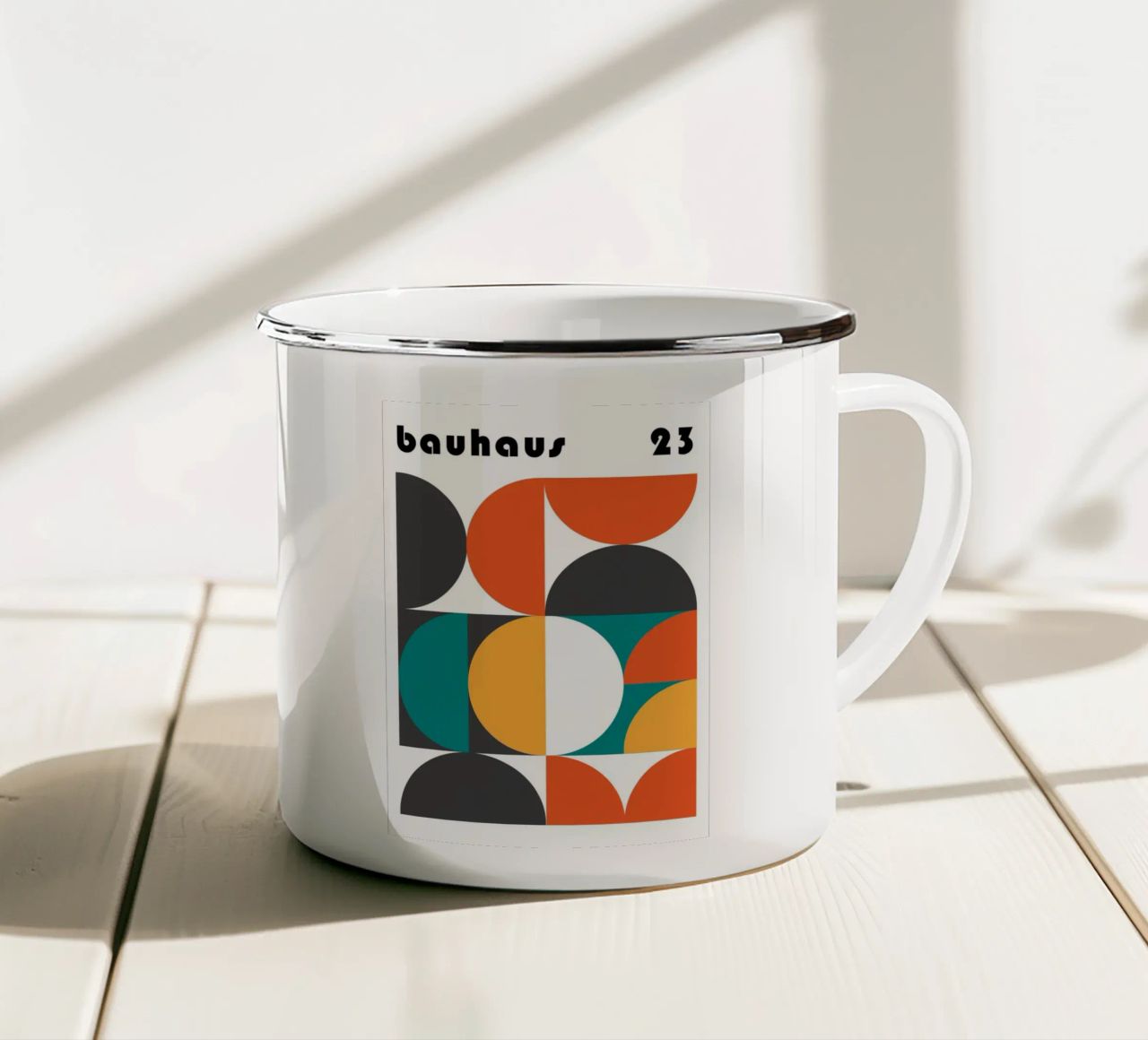 Bauhaus Geometrico 1923 | Stampa design astratto tazza in smalto da NorwesClub