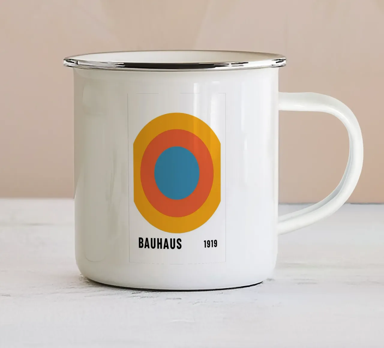 Bauhaus Cirkel Print | Geometrische Abstracte Kunst emaille mok van NorwesClub