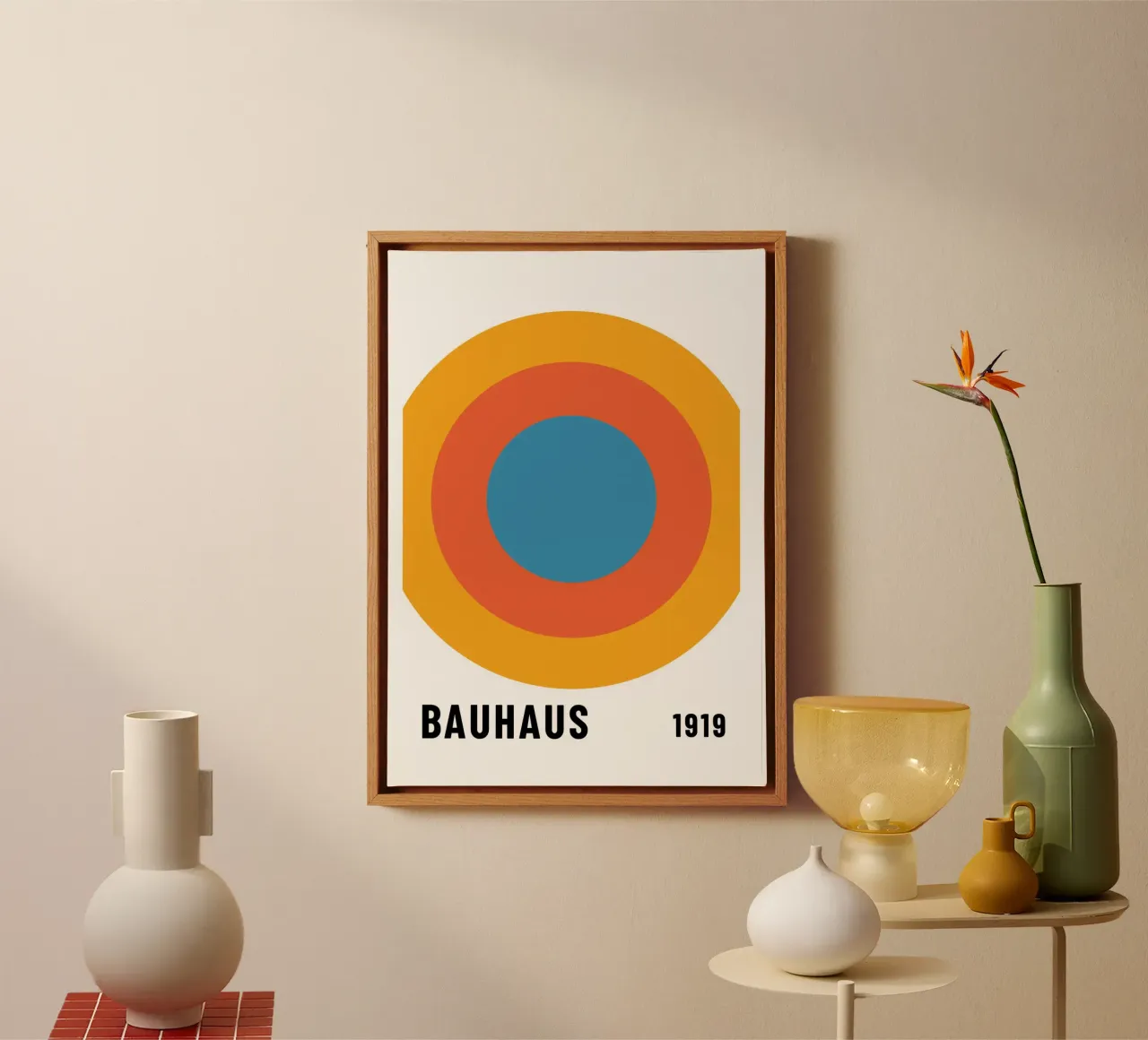Bauhaus Circle Print | Geometric Abstract Art canvas by NorwesClub
