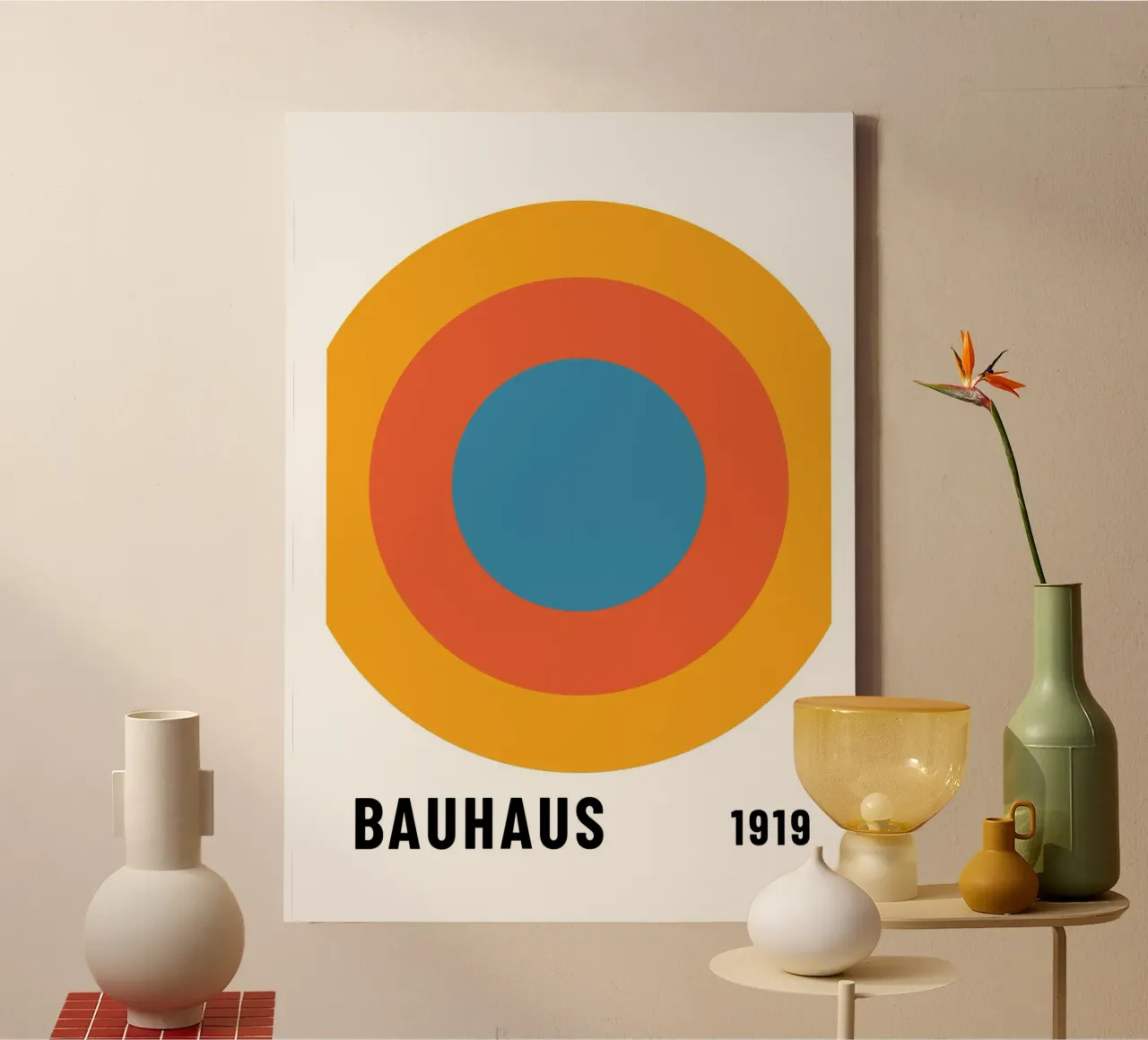 Bauhaus Circle Print | Geometric Abstract Art canvas by NorwesClub