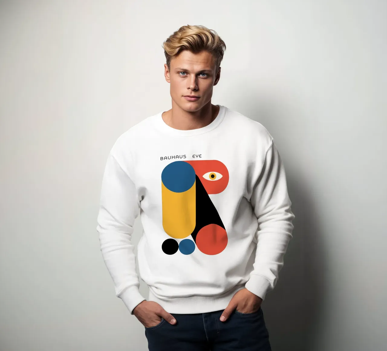 Bauhaus Oog-print | Geometrische abstracte kunst sweatshirt van NorwesClub