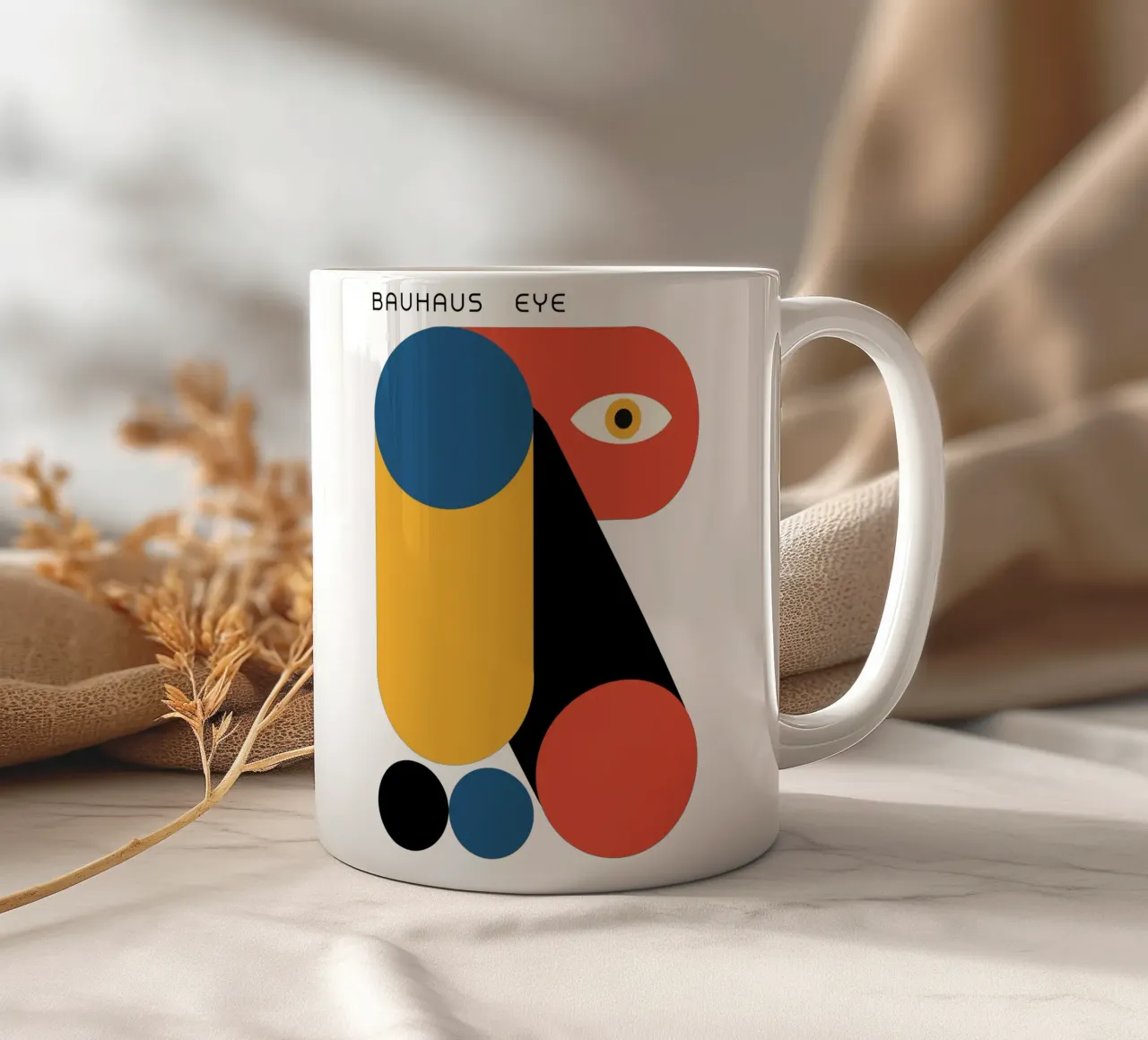Bauhaus Oog-print | Geometrische abstracte kunst keramische mok van NorwesClub