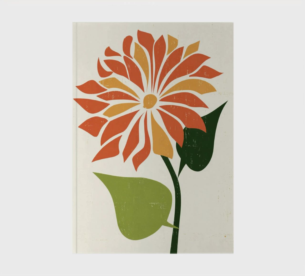 Abstract Daisy Shape with Orange and Yellow Petals notebook by Modern Muse