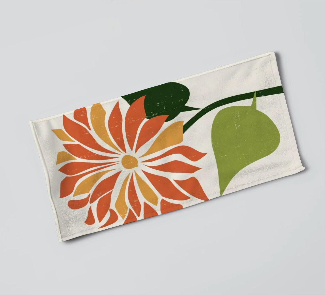 Abstract Daisy Shape with Orange and Yellow Petals towel by Modern Muse