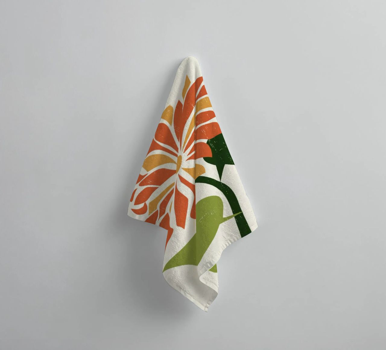 Abstract Daisy Shape with Orange and Yellow Petals towel by Modern Muse