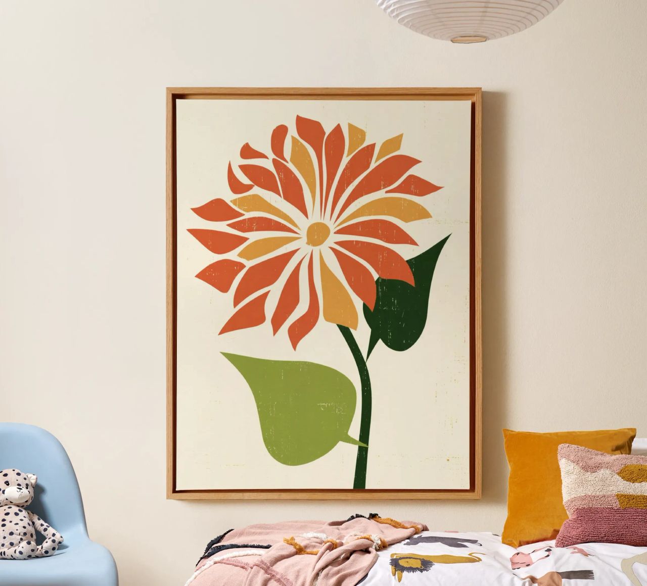 Abstract Daisy Shape with Orange and Yellow Petals canvas by Modern Muse
