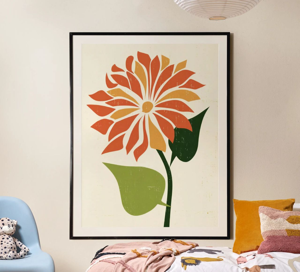 Abstract Daisy Shape with Orange and Yellow Petals poster by Modern Muse