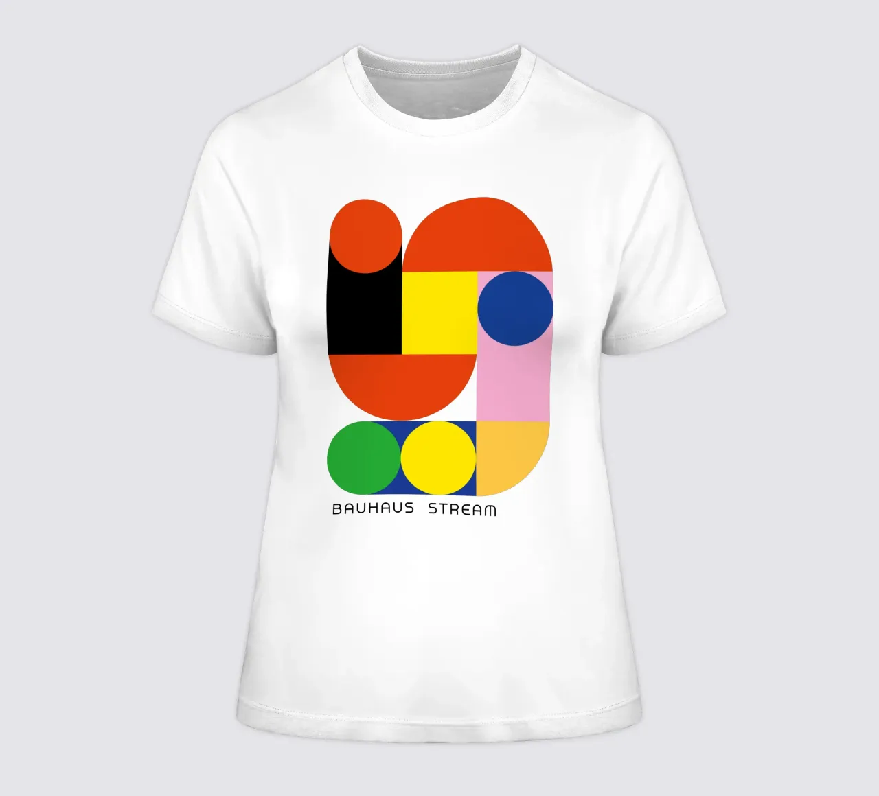 Bauhaus Stream Print | Geometrisch Abstract Ontwerp dames t-shirt getailleerd van NorwesClub