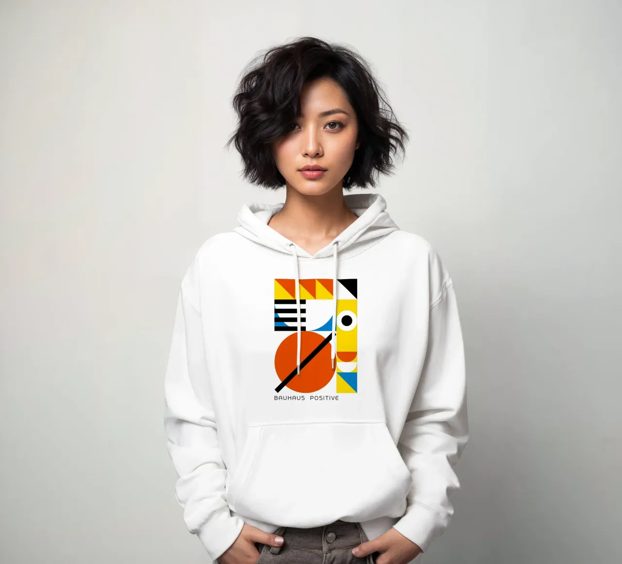 Bauhaus Positive Print | Arte abstracto geométrico sudadera con capucha de NorwesClub