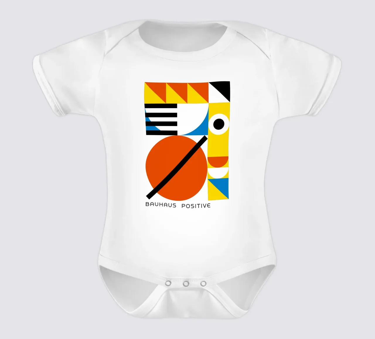Bauhaus Positieve Print | Geometrische Abstracte Kunst babyrompertje korte mouwen van NorwesClub