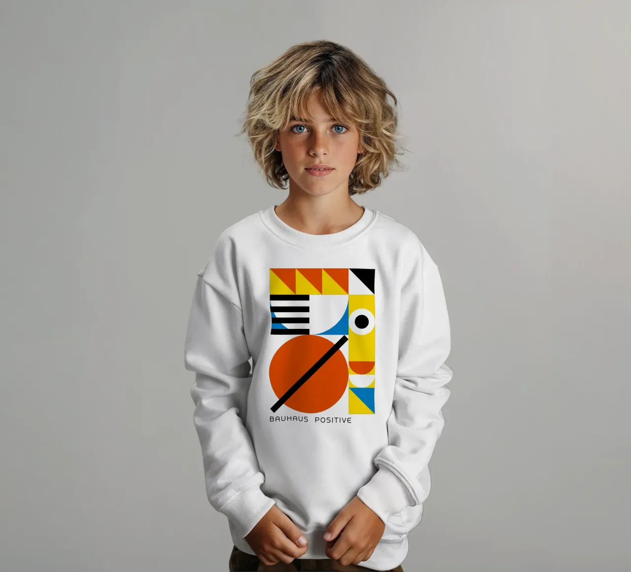 Bauhaus Positive Print | Geometric Abstract Art kids sweatshirt by NorwesClub