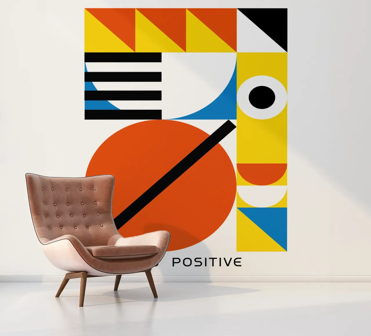 Bauhaus Positive Print | Geometric Abstract Art photo wallpaper by NorwesClub