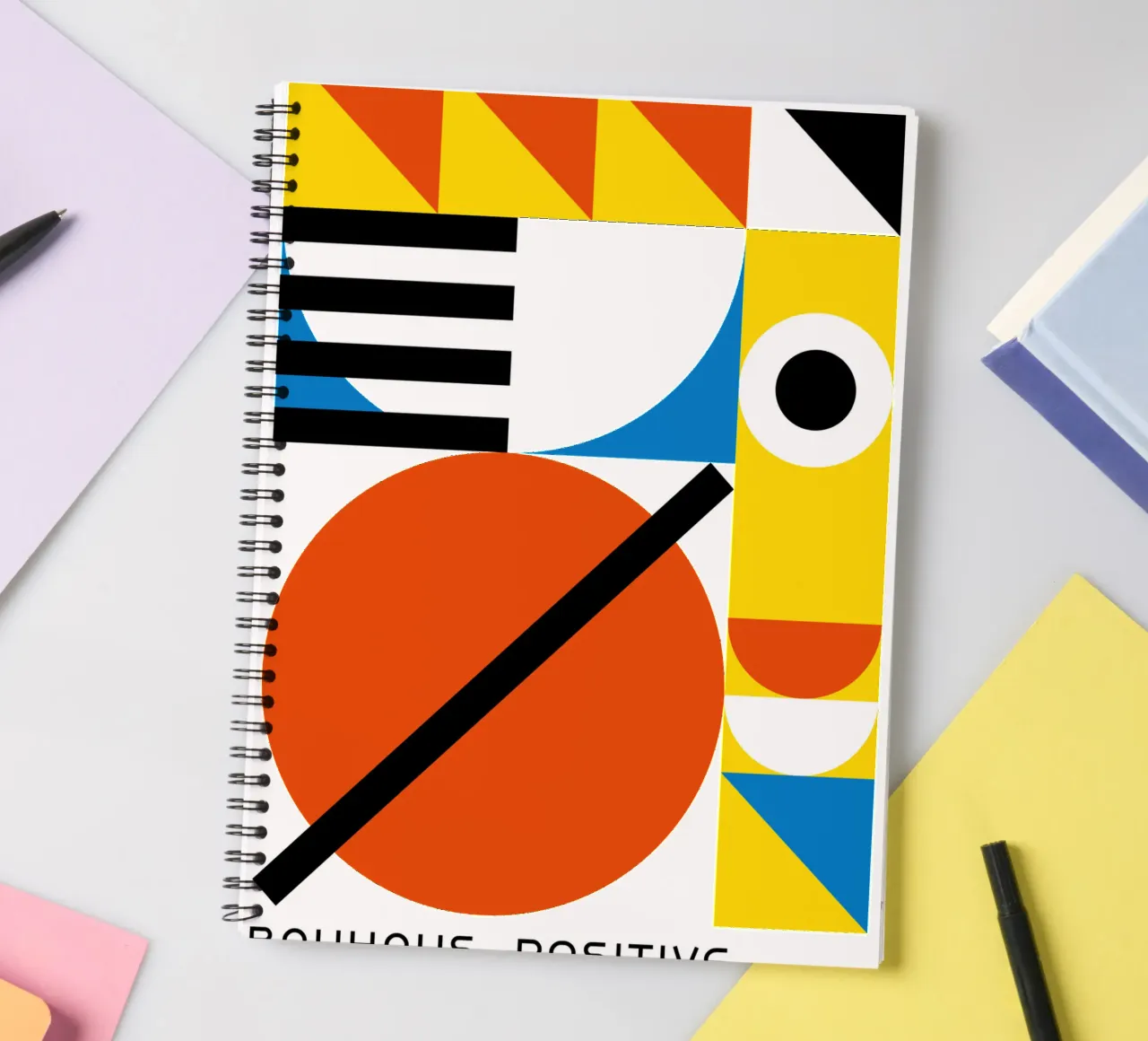 Bauhaus Positiv Druck | Geometrische Abstrakte Kunst Ringbuch von NorwesClub