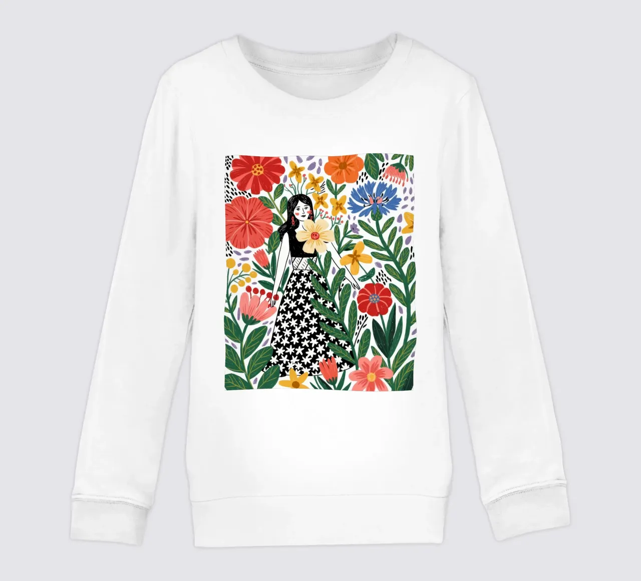 Floral Contemplation kids sweatshirt by Murni Strokes