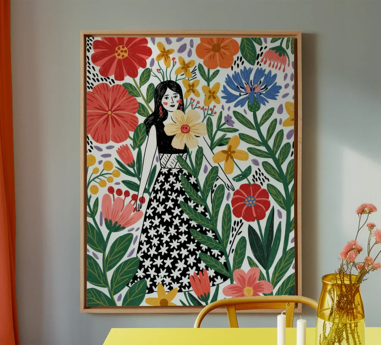 Bloemrijke overdenking canvas met Baklijst van Murni Strokes