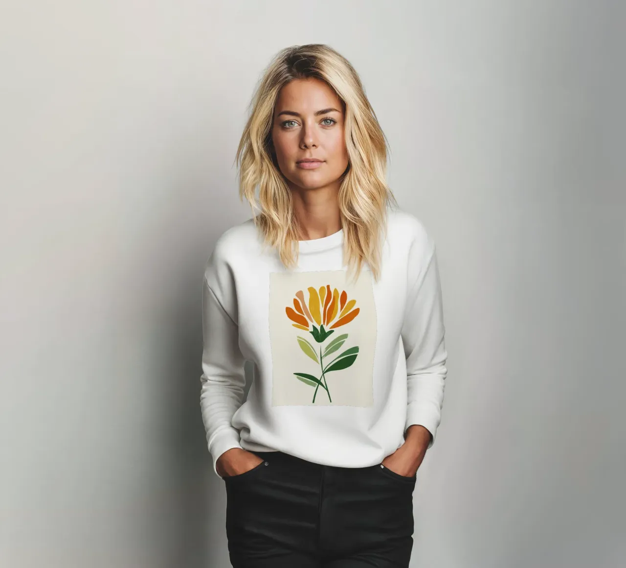 Fiore astratto di Pimpernel in caldi colori modernisti felpa da Modern Muse