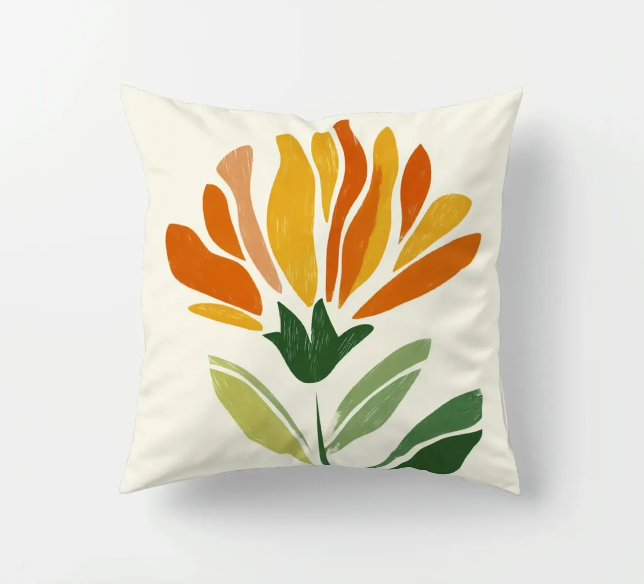 Fiore astratto di Pimpernel in caldi colori modernisti cuscino da Modern Muse