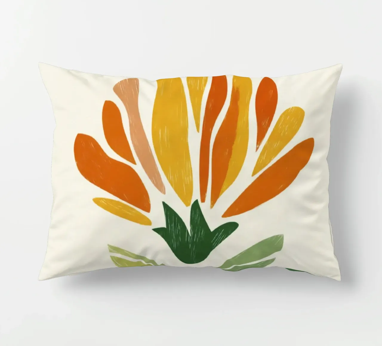 Fiore astratto di Pimpernel in caldi colori modernisti cuscino da Modern Muse