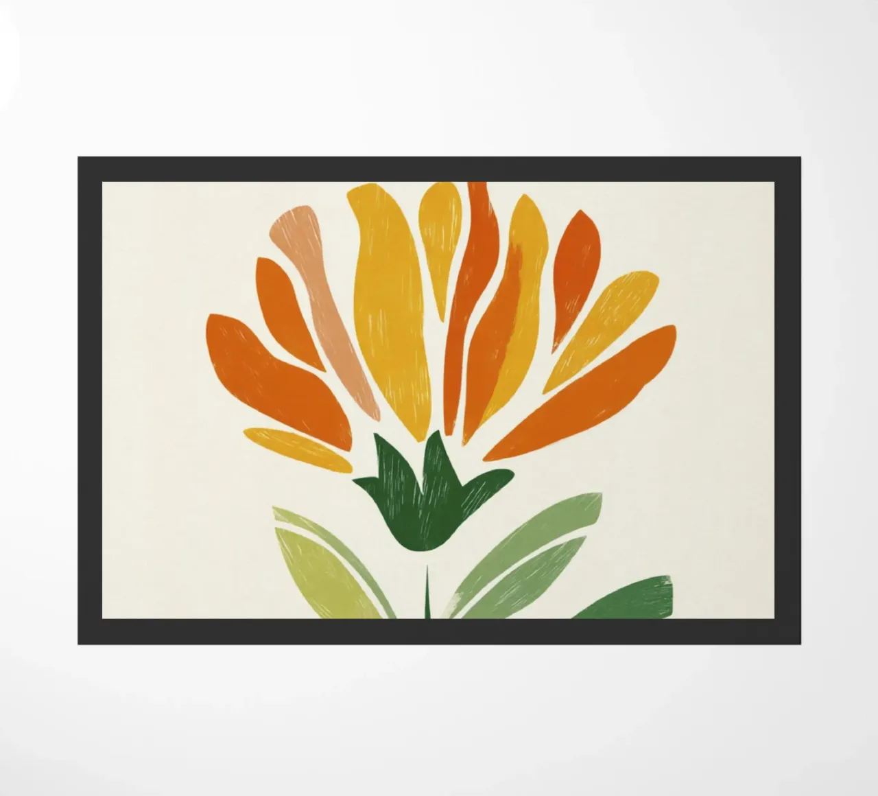 Fiore astratto di Pimpernel in caldi colori modernisti zerbino da Modern Muse