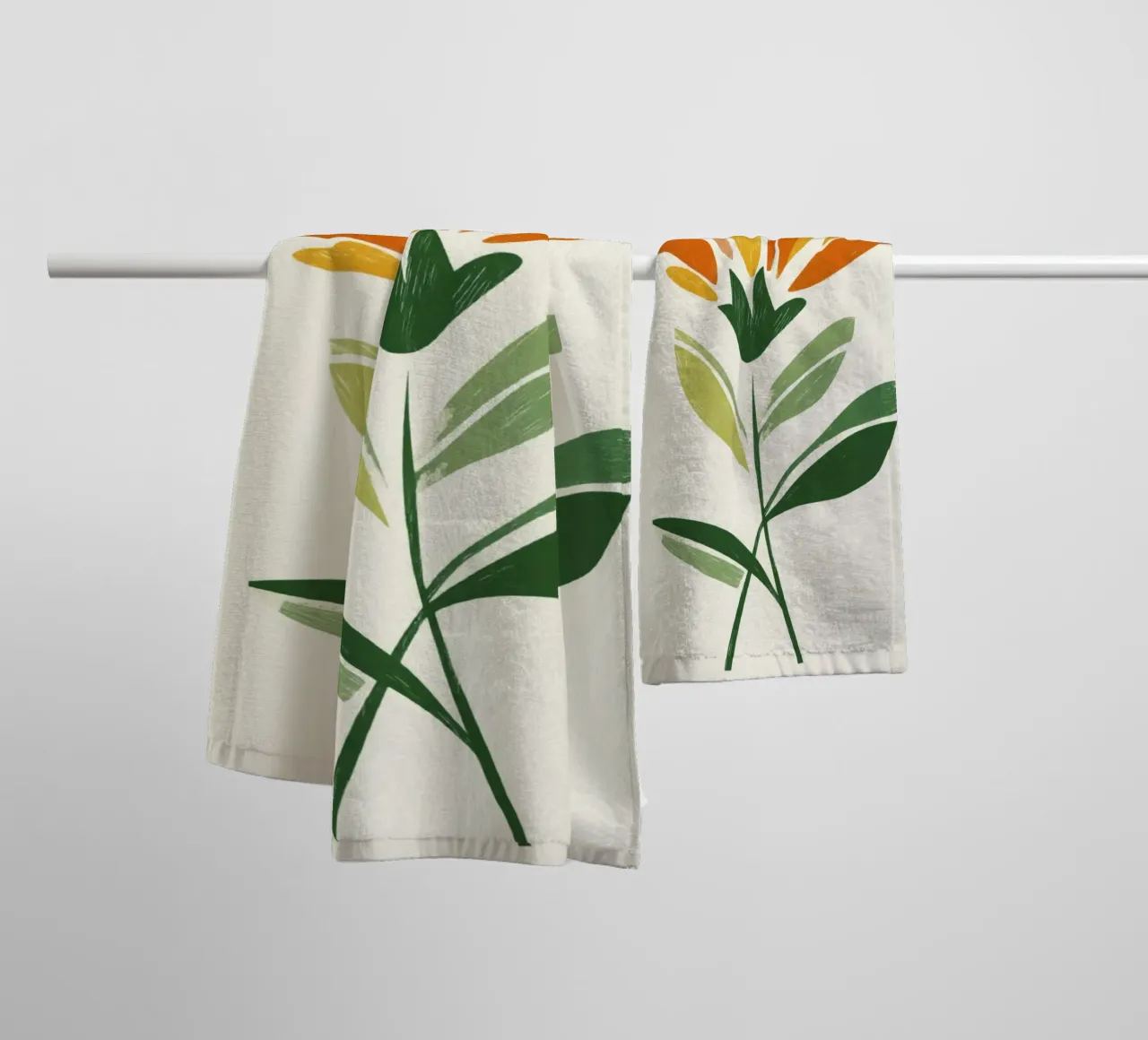 Fiore astratto di Pimpernel in caldi colori modernisti asciugamano da bagno da Modern Muse