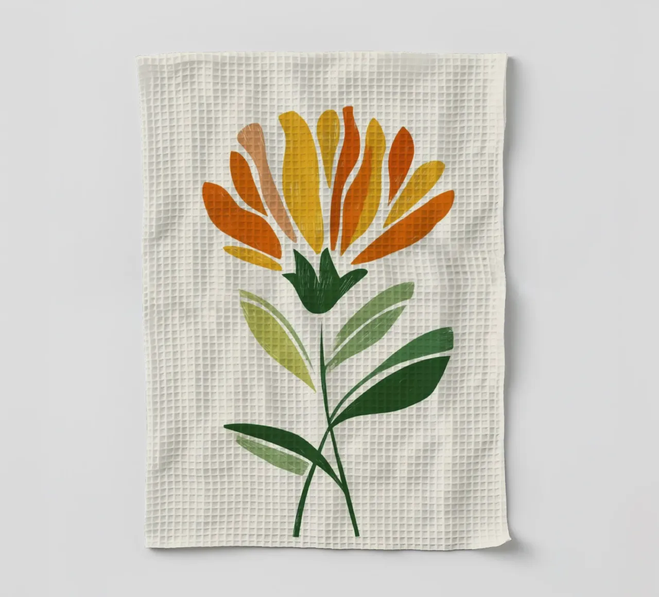 Fiore astratto di Pimpernel in caldi colori modernisti canovaccio da cucina da Modern Muse