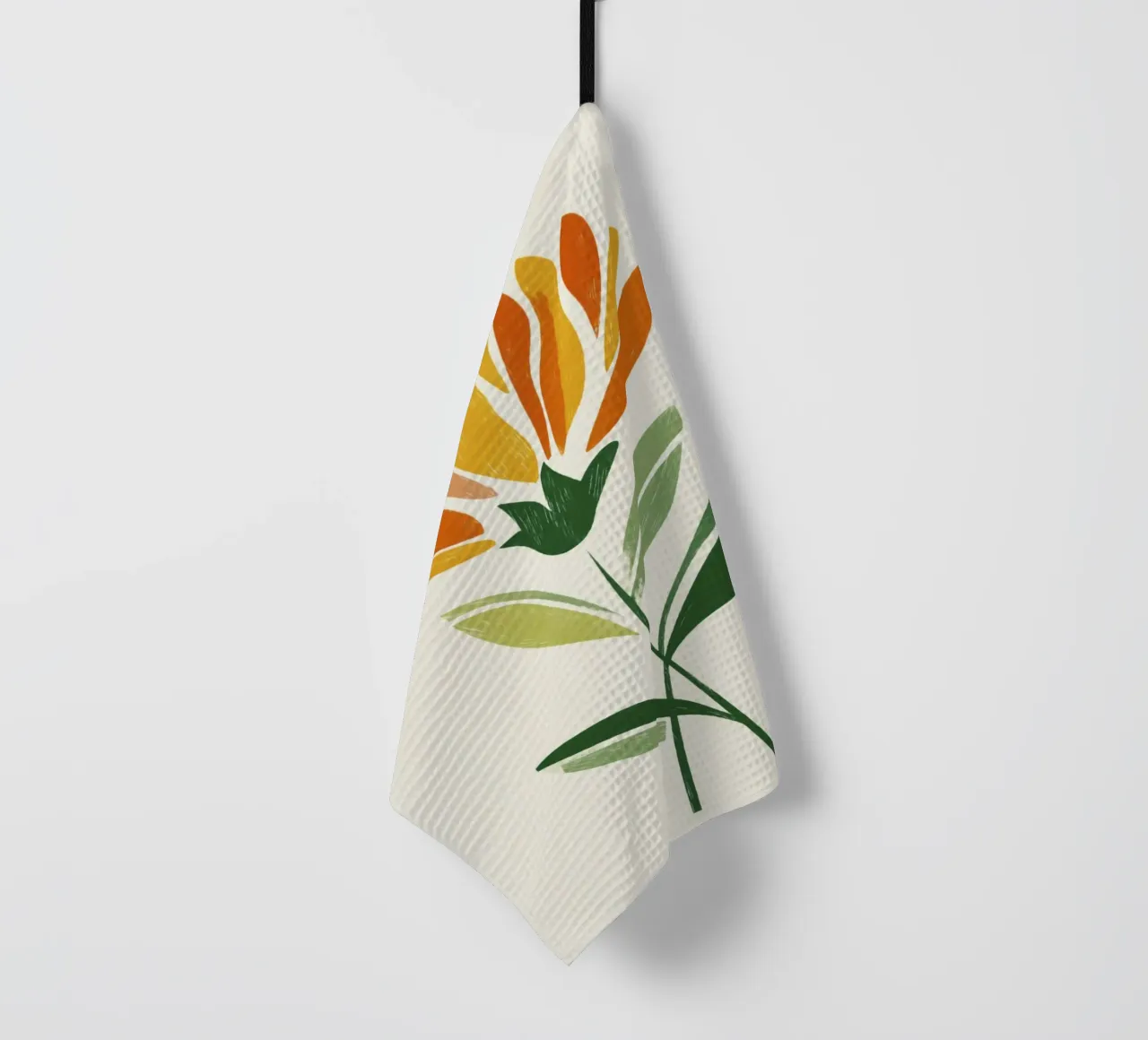 Fiore astratto di Pimpernel in caldi colori modernisti canovaccio da cucina da Modern Muse