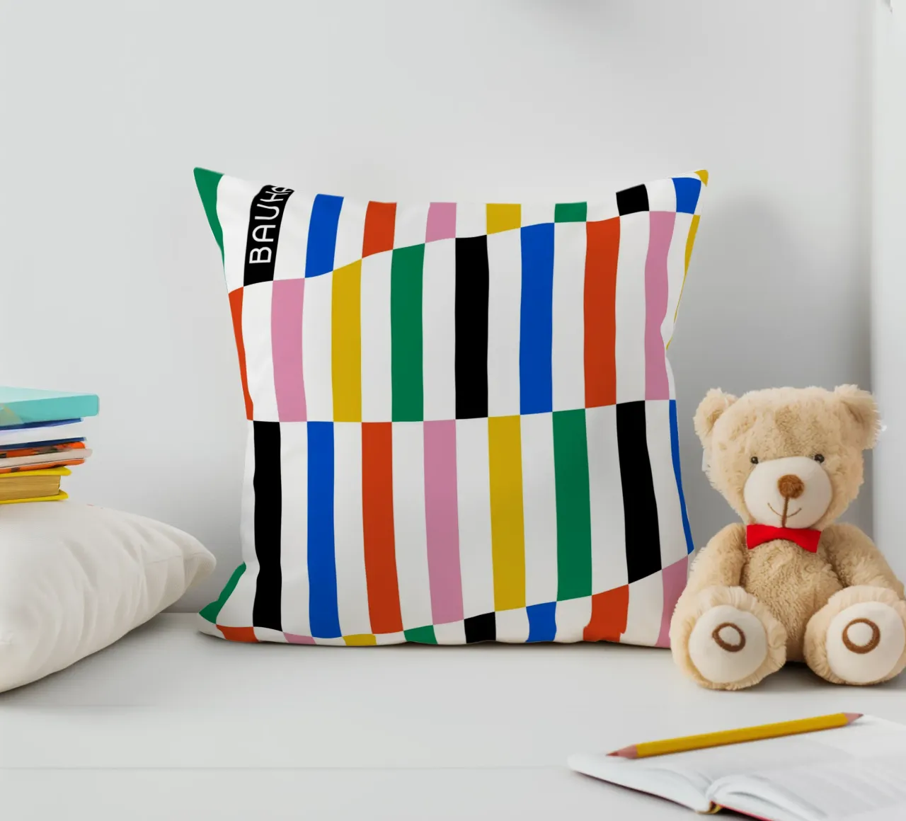 Bauhaus Stripe Pattern | Geometric Abstract Art decorative cushion by NorwesClub