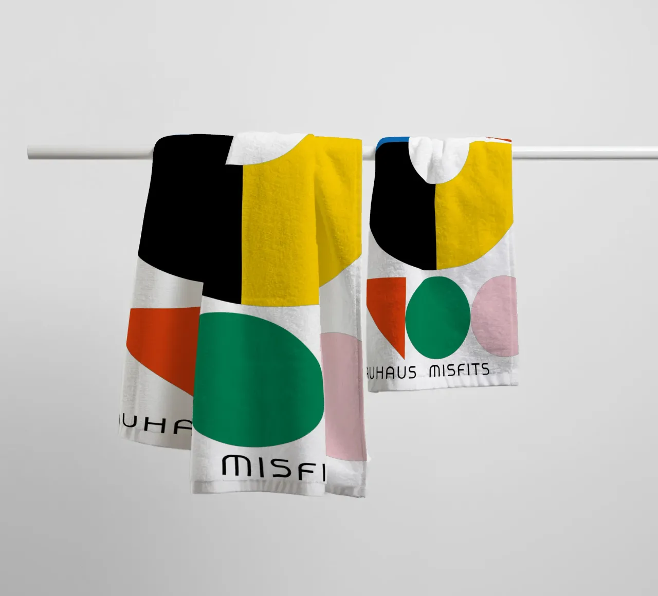 Bauhaus Misfits Print | Geometric Abstract Art towel by NorwesClub