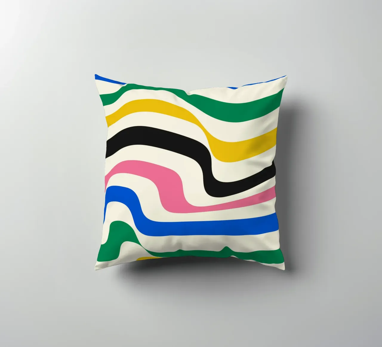Retro Wavy Stripes Print | Psychedelic Graphic Art decorative cushion by NorwesClub