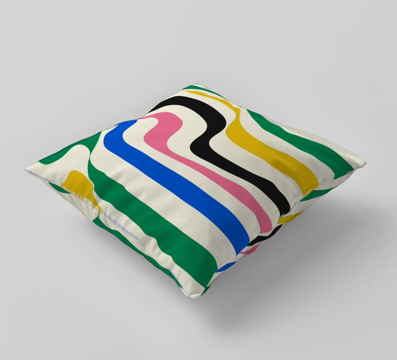 Retro Wavy Stripes Print | Psychedelic Graphic Art decorative cushion by NorwesClub