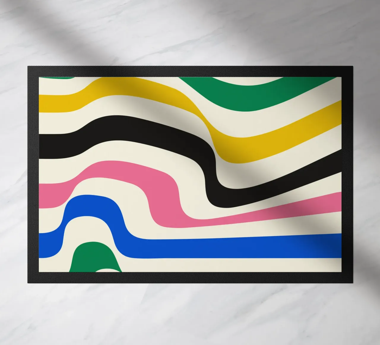 Retro Wavy Stripes Print | Psychedelic Graphic Art doormat by NorwesClub