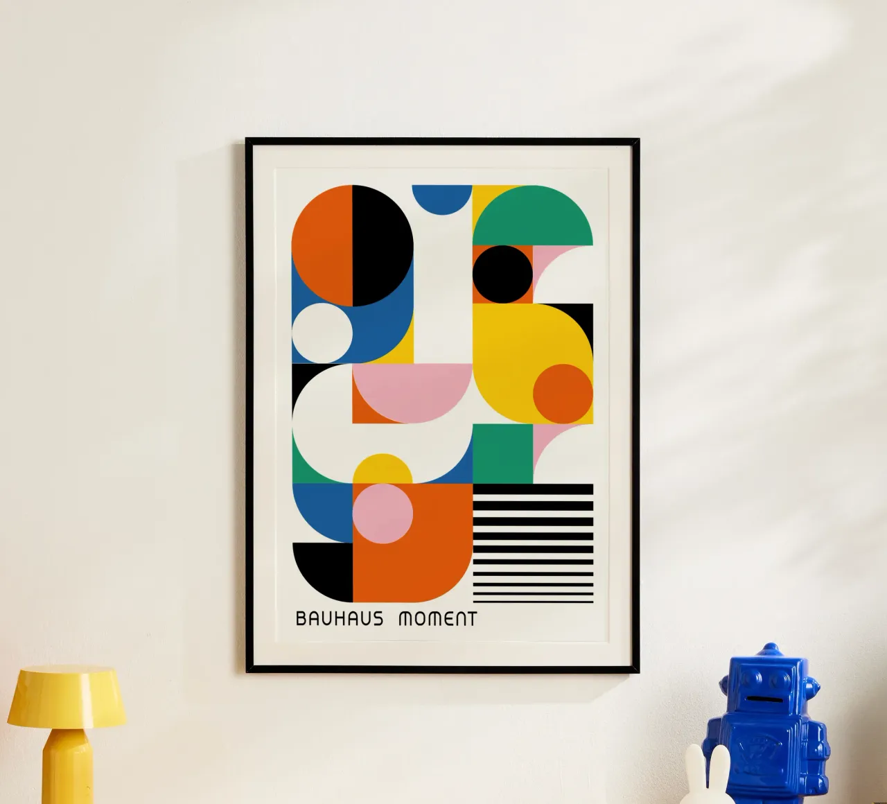 Bauhaus Moment Geometrische abstracte kunstdruk Modern poster met houten frame van NorwesClub
