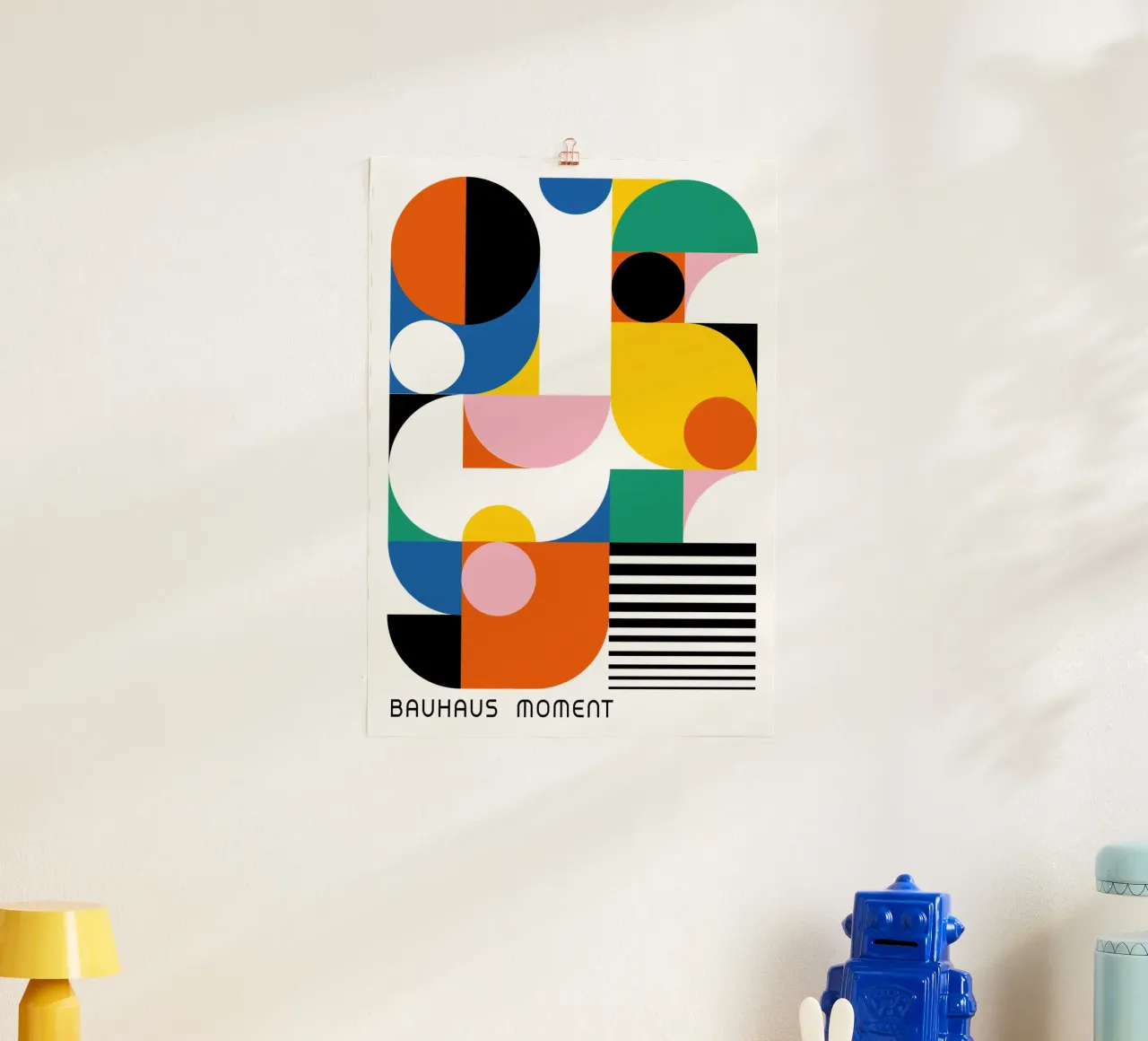 Bauhaus Moment Geometrische abstracte kunstdruk Modern poster met houten frame van NorwesClub