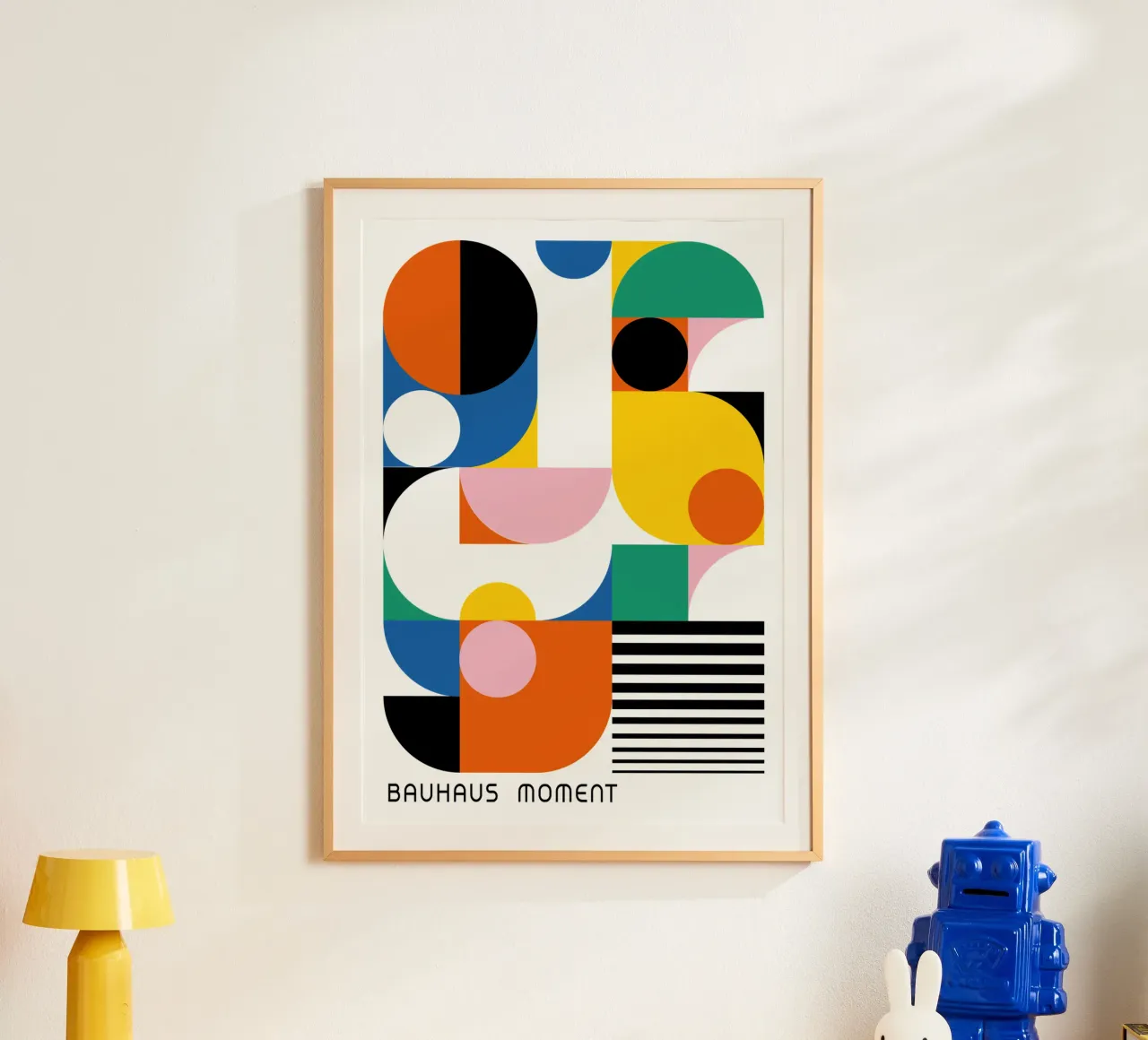 Bauhaus Moment Geometrische abstracte kunstdruk Modern poster met houten frame van NorwesClub