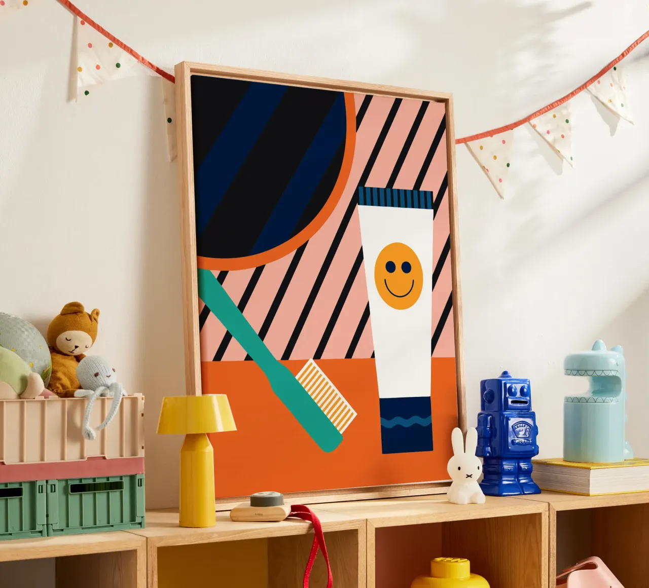 Toothbrush And Toothpaste canvas with Floater frame by LOOK DIFFERENT