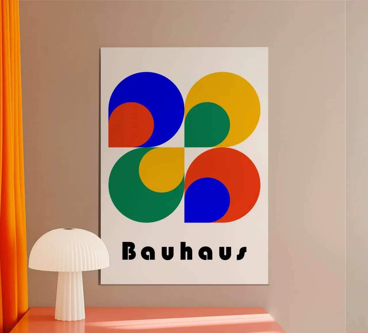 Bauhaus Abstract Geometric Shapes Art Print Modern poster with wooden frame by NorwesClub