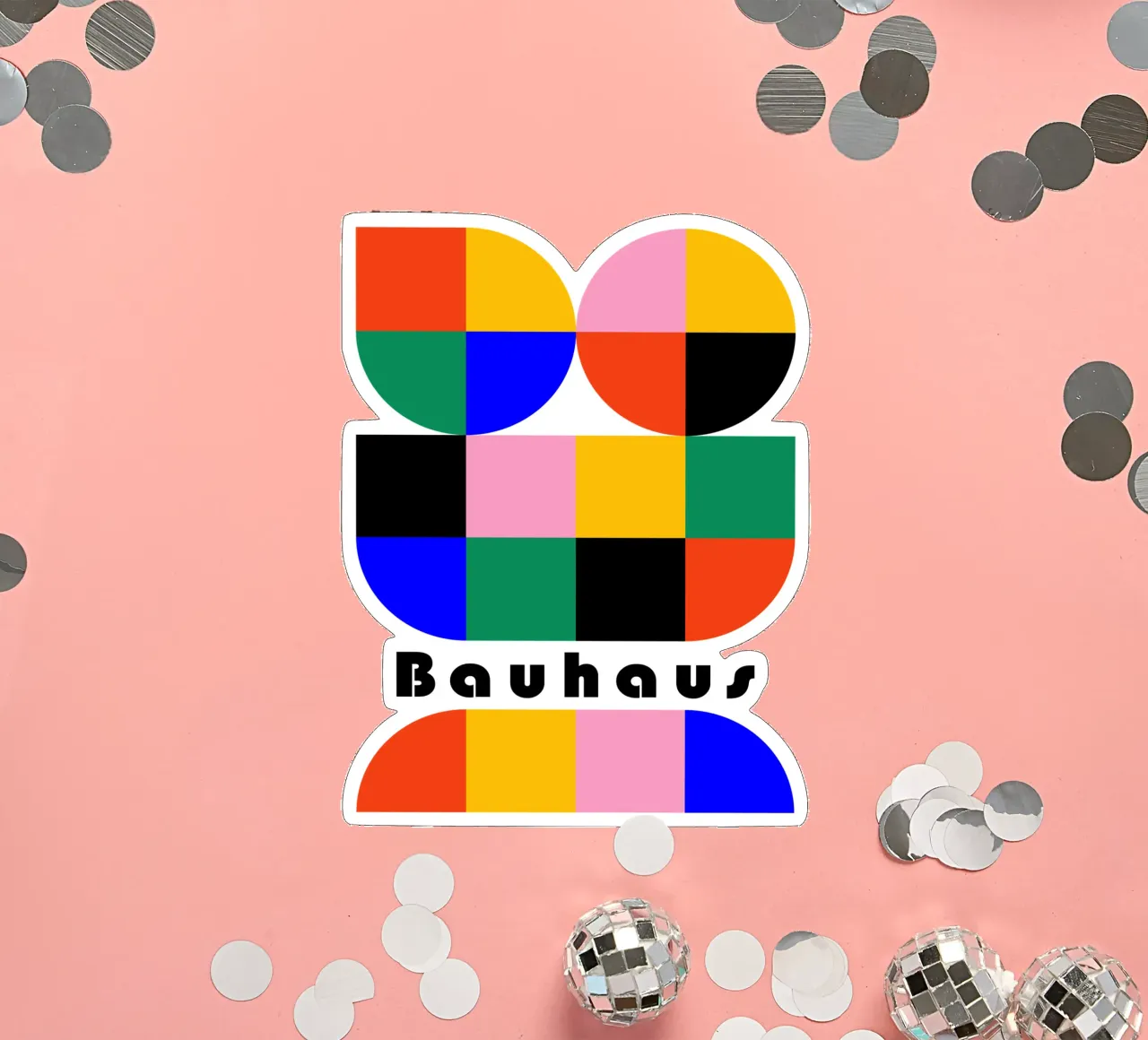 Bauhaus Geometric Shapes Color Block Art Print pegatina de NorwesClub