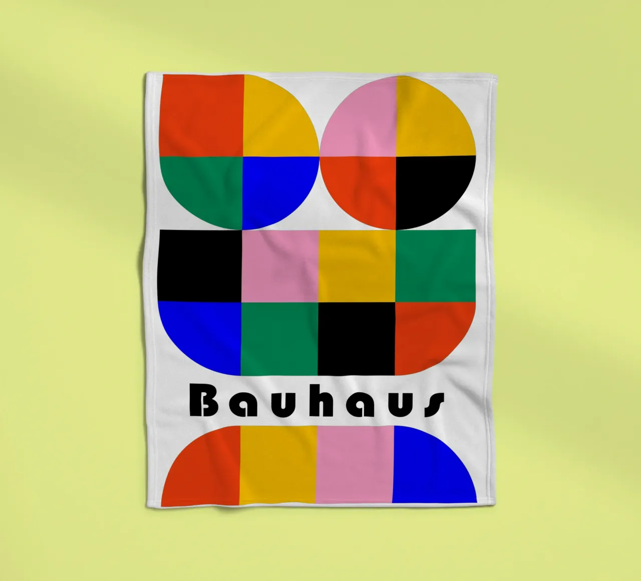Bauhaus Geometric Shapes Color Block Art Print fleece blanket by NorwesClub